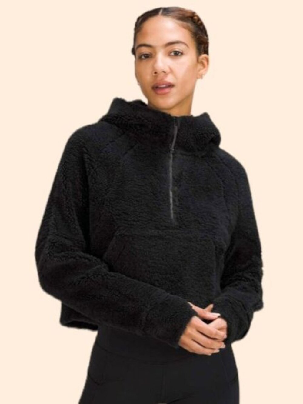 Lululemon Teddy Oversized Sherpa Fleece Half-Zip Hoodie Black